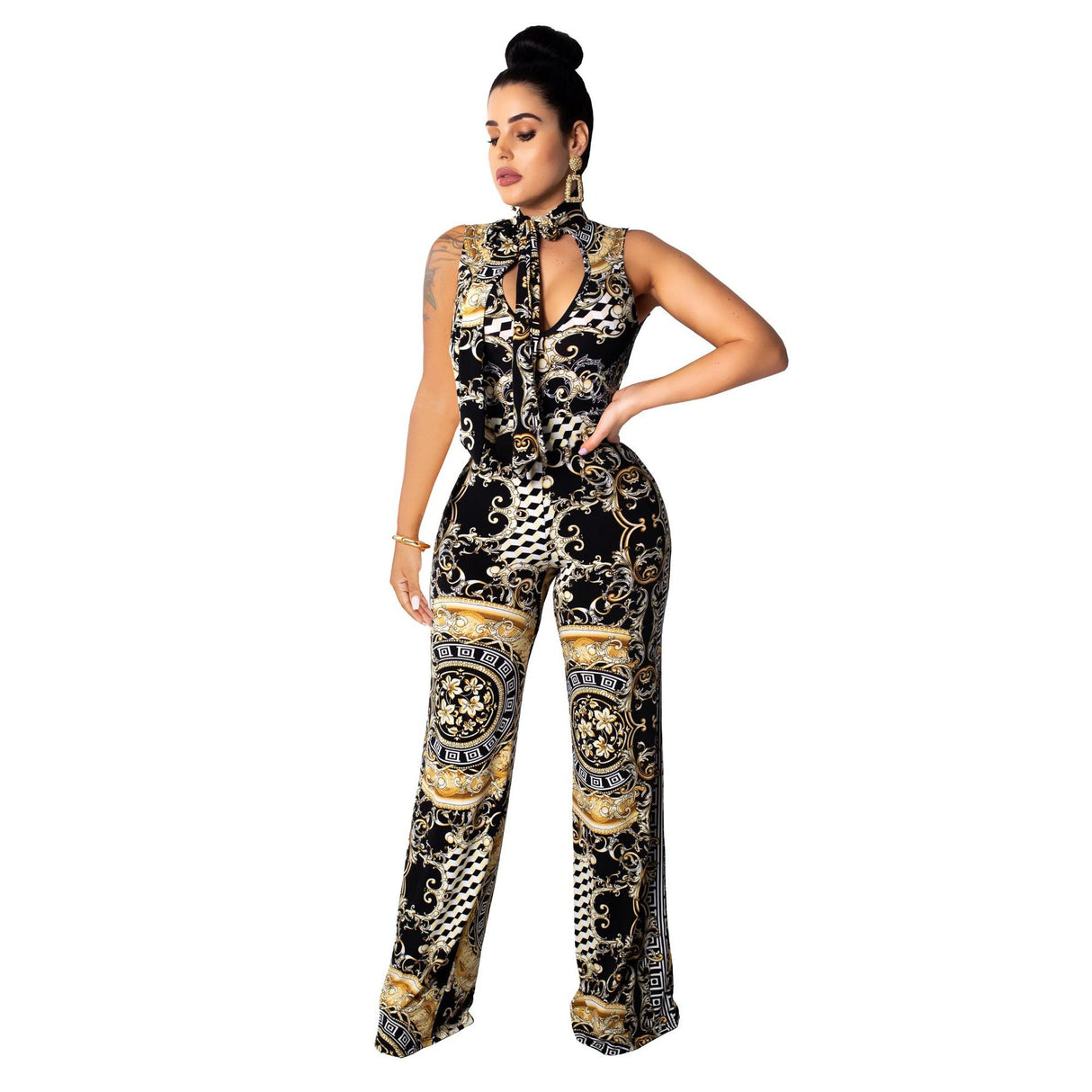 Printed Sleeveless Floral Jumpsuit