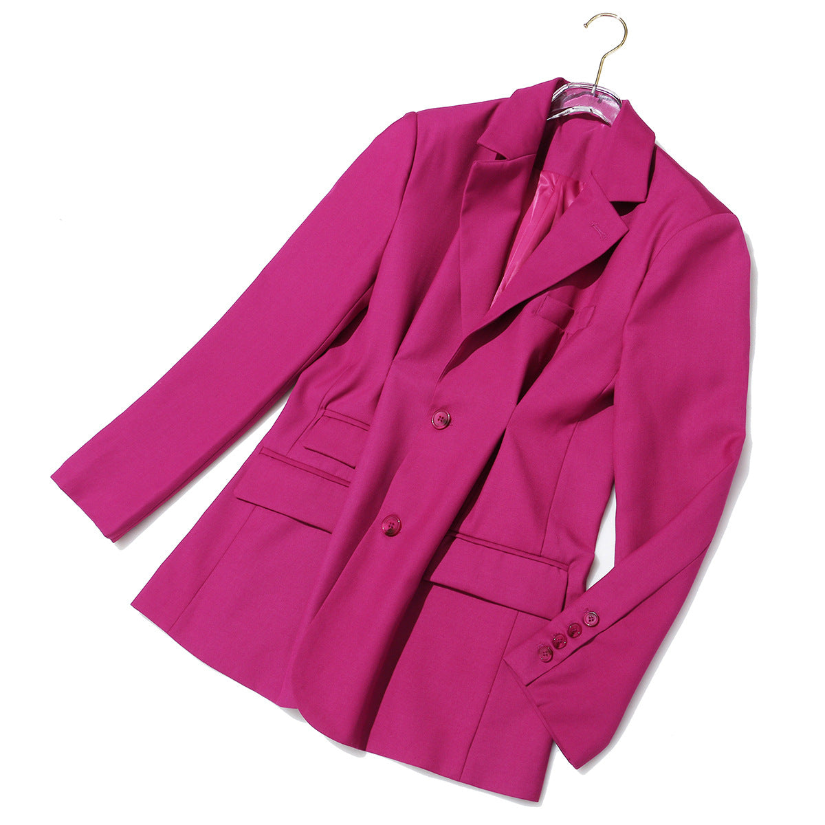 Magenta Pleated Chic Blazer