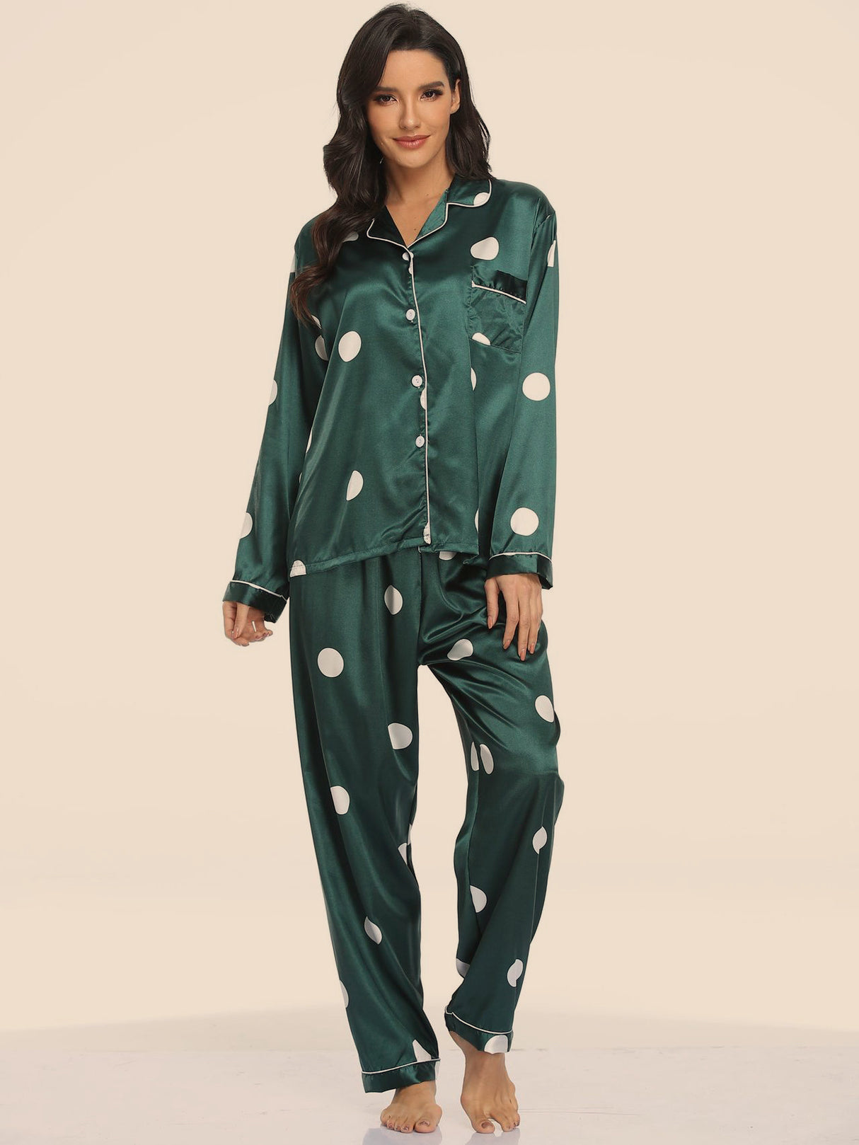 Stretch Satin V-Neck Pajama Set