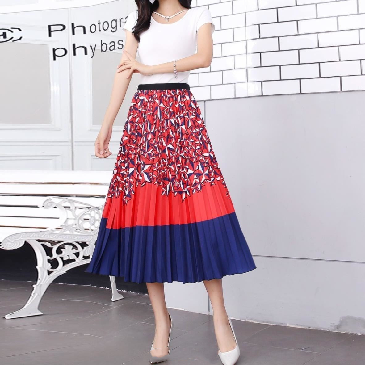 Pleated Summer Midi Skirt