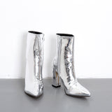 Sultry Silver Stiletto Shine Boots