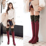 Flirty Lace-Up Thigh-High Heeled Boots