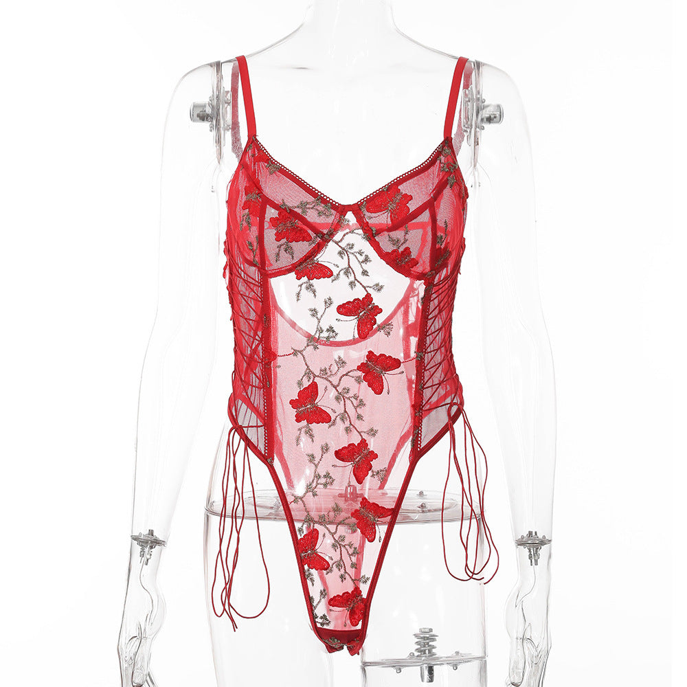 Autumn Lace Embroidery Shaping Bodysuit Lingerie