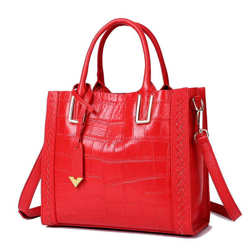 Crocodile Chic Woven Leather Handbag