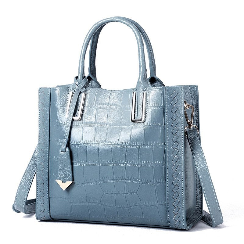 Crocodile Chic Woven Leather Handbag