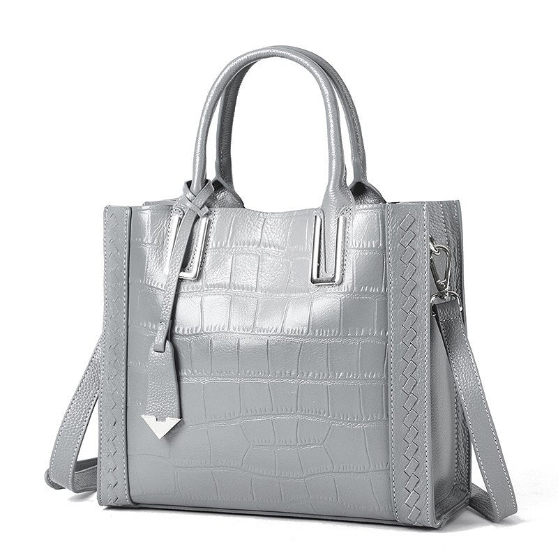 Crocodile Chic Woven Leather Handbag