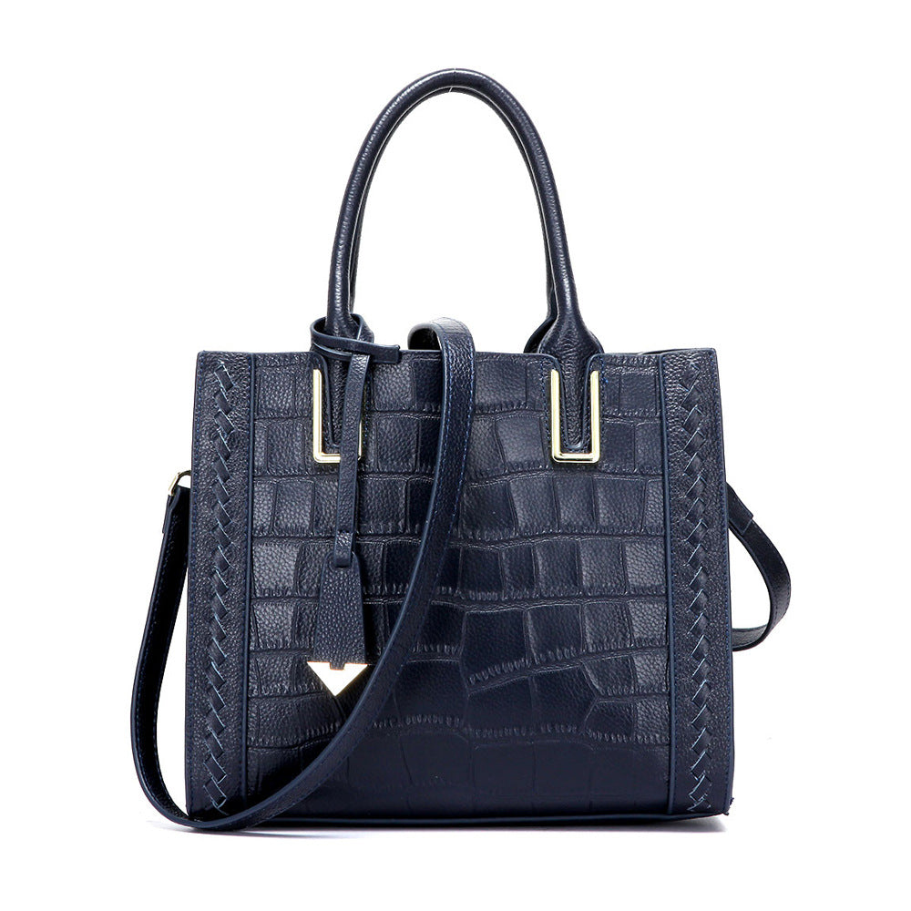 Crocodile Chic Woven Leather Handbag