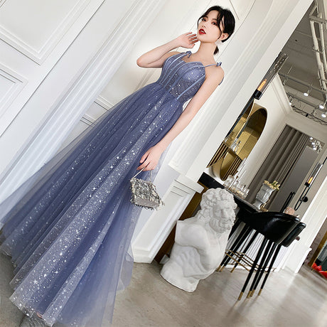 Starry Night One-Shoulder Birthday Toast Evening Dress