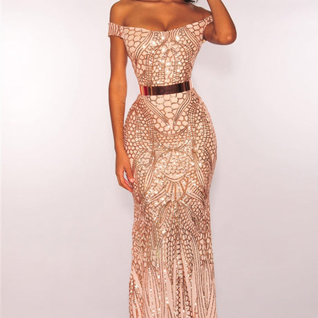 Sparkling Mermaid Scale Backless Evening Dress