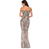 Sparkling Mermaid Scale Backless Evening Dress