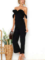 Open Shoulder Black Jumpsuit