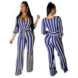 Striped Print Wide-Leg Jumpsuit