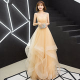 Whimsy Puff Skirt Sling Banquet Evening Dress