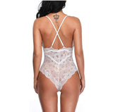 Lace Cross Sling Hollow Bodysuit Lingerie