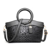 GlamCroco Large Plaid Leather Handbag