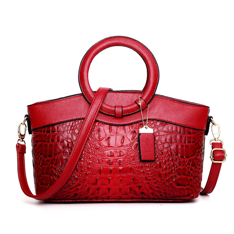 GlamCroco Large Plaid Leather Handbag