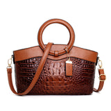 GlamCroco Large Plaid Leather Handbag