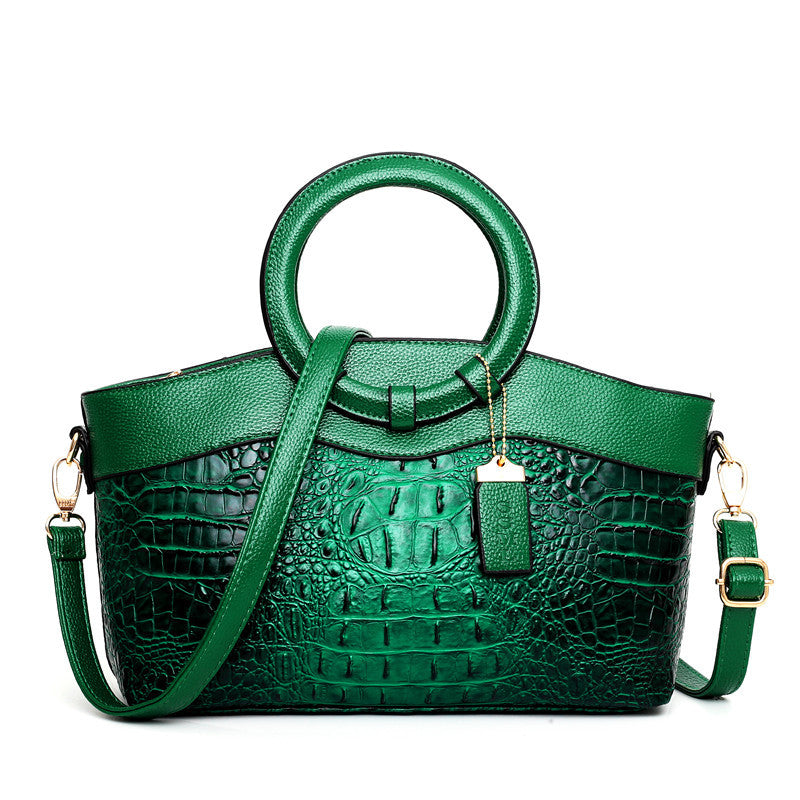 GlamCroco Large Plaid Leather Handbag