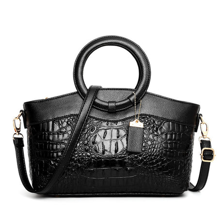 GlamCroco Large Plaid Leather Handbag