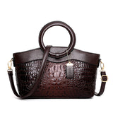 GlamCroco Large Plaid Leather Handbag