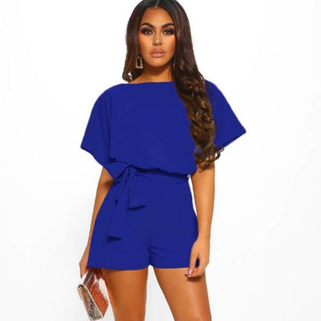 Sophie Short-sleeved Jumpsuit with Belt Romper