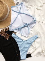 Sky Blue High Waist Quick-Dry Bikini