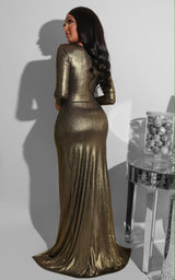 Golden Glamour Evening Dress