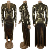 Golden Glamour Evening Dress