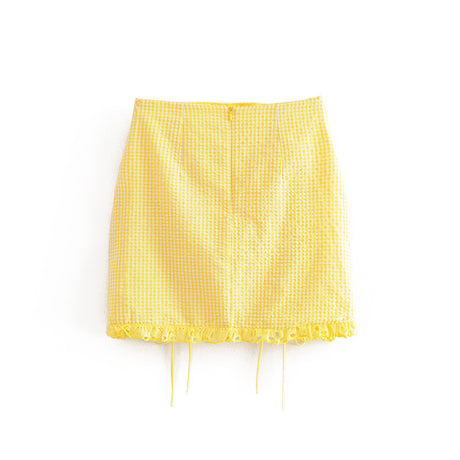 Pleated Plaid Tether Skirt