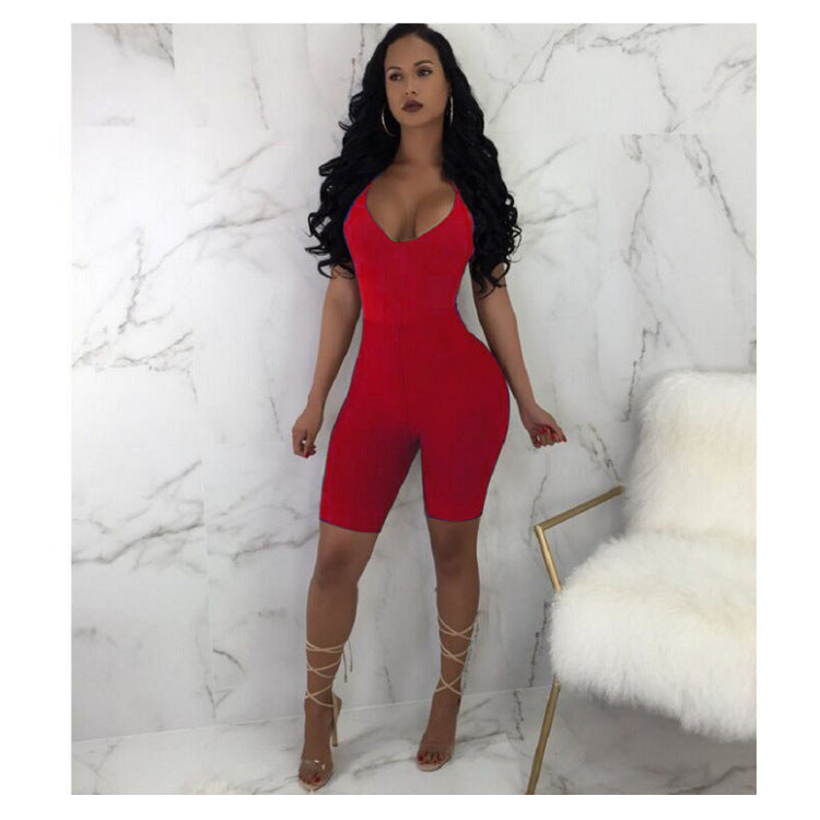 Sophia V-neck Stretch Jumpsuit Romper