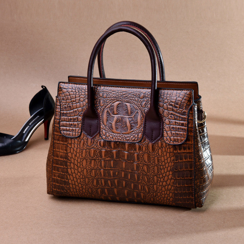 Retro Crocodile Pattern Tote Handbag