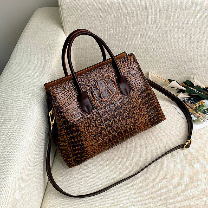 Retro Crocodile Pattern Tote Handbag