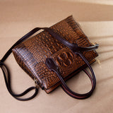 Retro Crocodile Pattern Tote Handbag