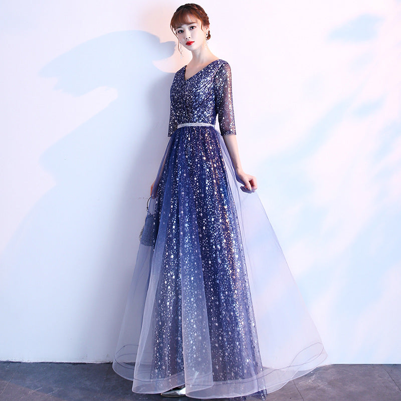 Starry Night Sky Evening Dress