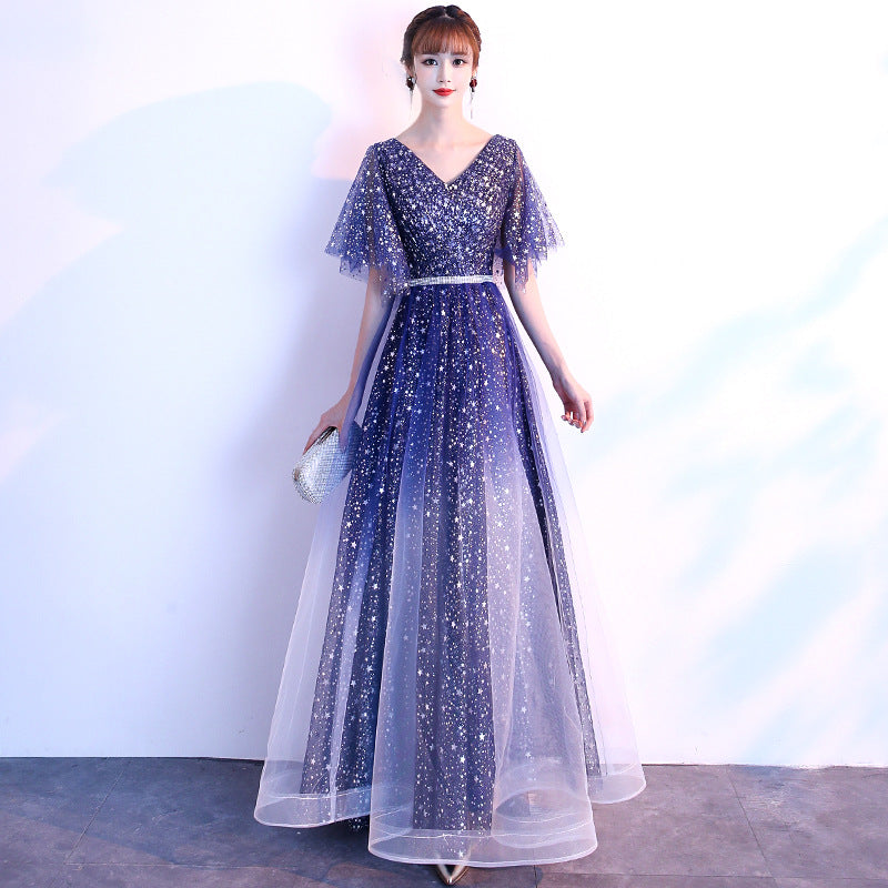 Starry Night Sky Evening Dress