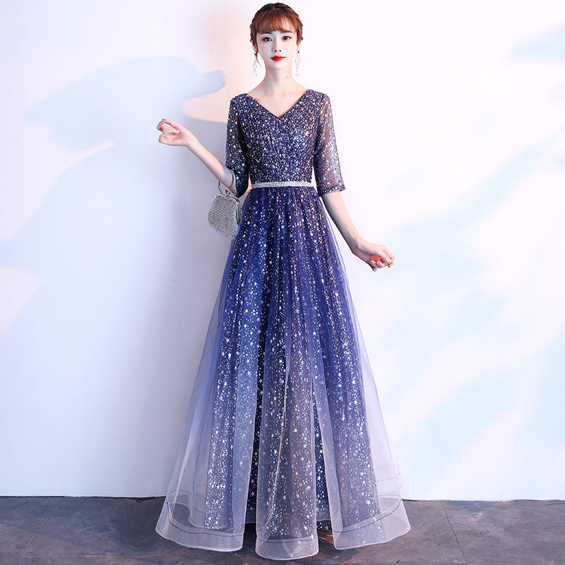 Starry Night Sky Evening Dress