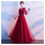 Enchanting V-Neck Ruffle Evening Dress