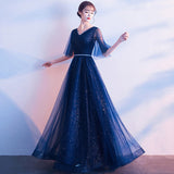 Enchanting V-Neck Ruffle Evening Dress