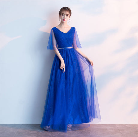 Enchanting V-Neck Ruffle Evening Dress