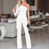 Slim One-Shoulder High Waist Jumpsuit