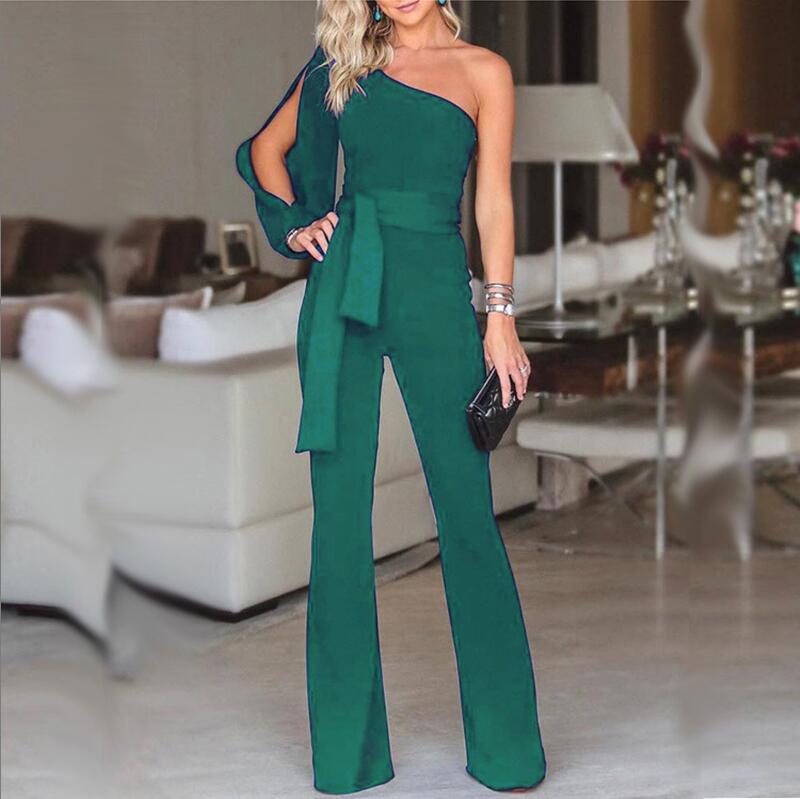 Slim One-Shoulder High Waist Jumpsuit