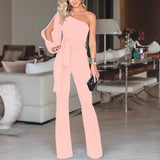 Slim One-Shoulder High Waist Jumpsuit