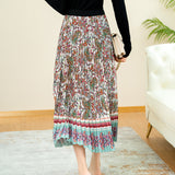 Pleated Floral Skirt