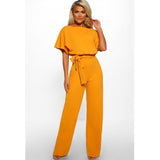 Cotton Blend Straight Leg Jumpsuit