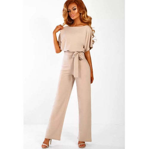 Cotton Blend Straight Leg Jumpsuit