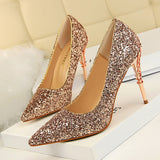 Sparkling Sequin Pointed High Heels