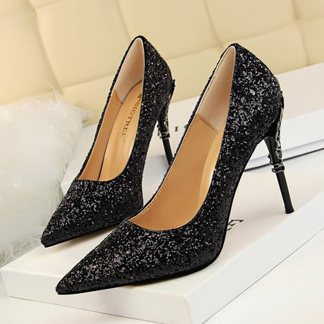 Sparkling Sequin Pointed High Heels