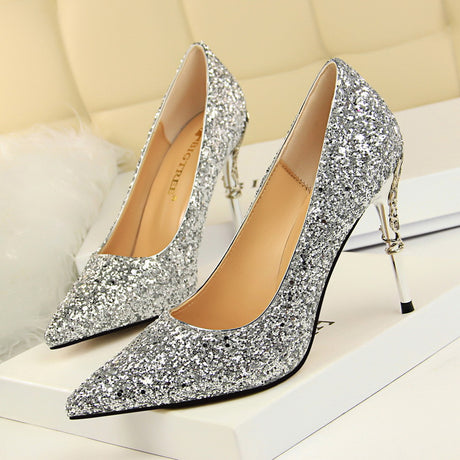 Sparkling Sequin Pointed High Heels