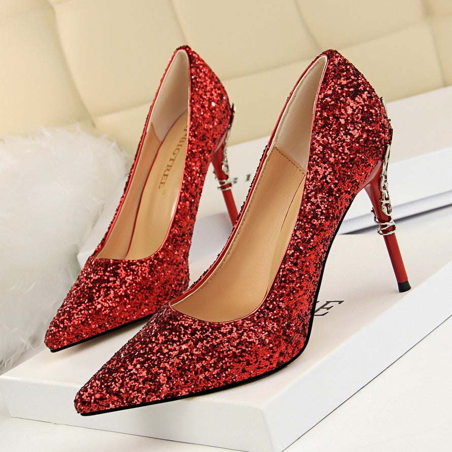 Sparkling Sequin Pointed High Heels