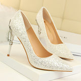 Sparkling Sequin Pointed High Heels